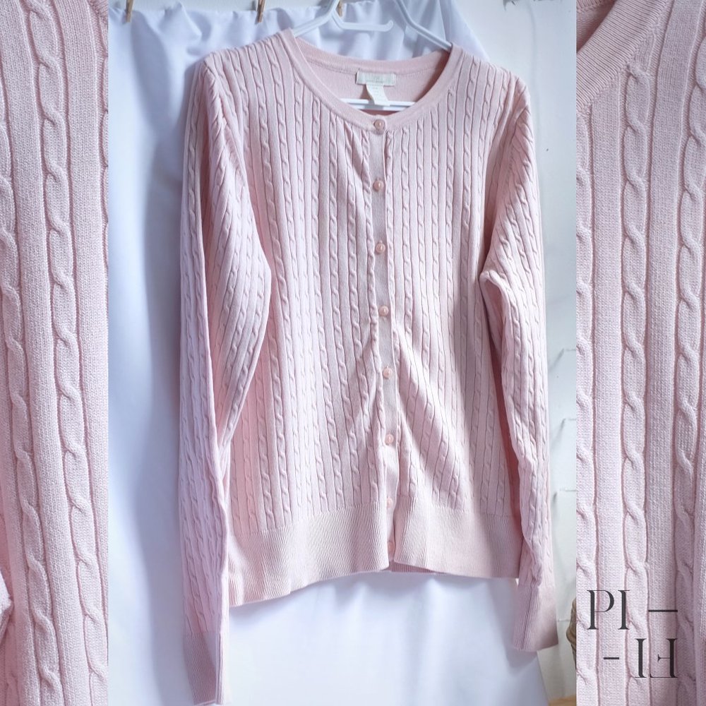 H&M basics baby pink button down knit cardigan